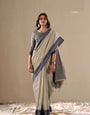 Dazzling Grey Plain Cotton Saree