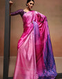 Pink Bollywood Style Soft Satin Crepe Saree