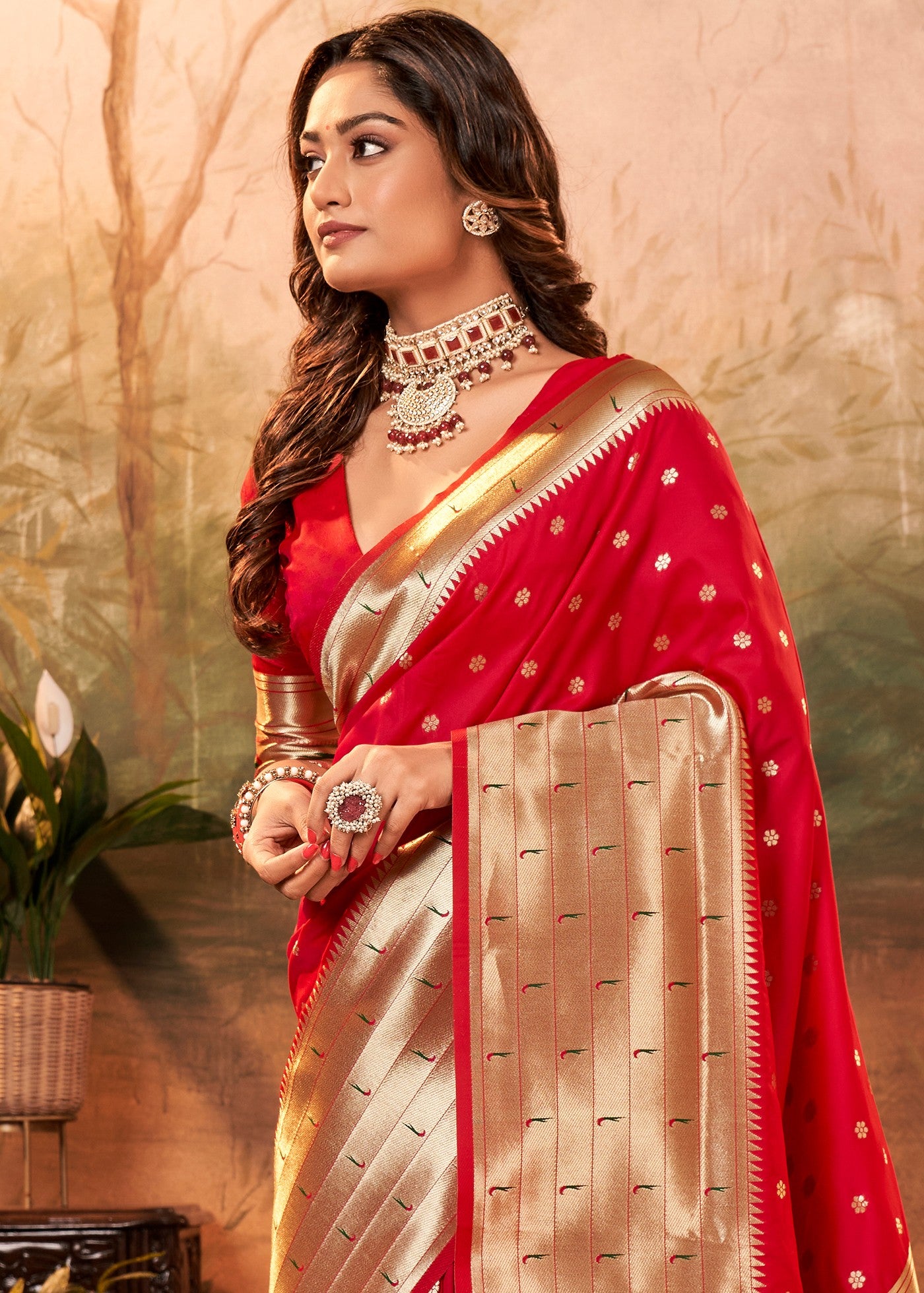 New Red Paithani Silk Saree