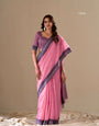 Delicate Pink Plain Cotton Saree