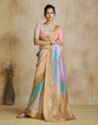 Cultivated Cream Digital Printed Silk Saree