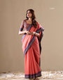 Magical Peach Plain Cotton Saree