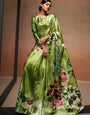 Green Bollywood Style Soft Satin Crepe Saree