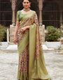 Moss Green Banarasi Digital Printed Silk Saree