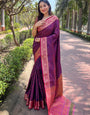 Violet Magenta Kashmiri Work Silk Saree With Weaving Pallu