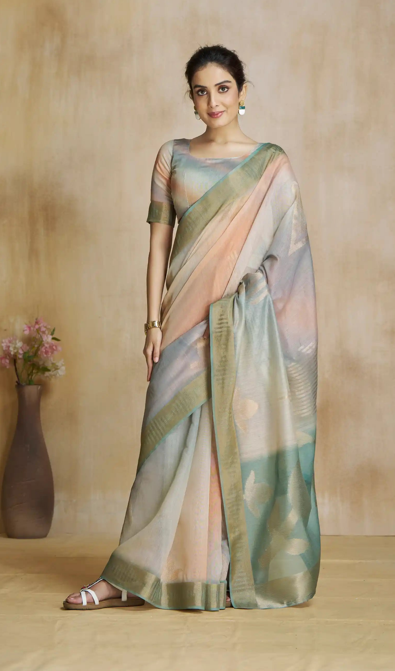 Brilliant Multicolor Digital Printed Silk Saree