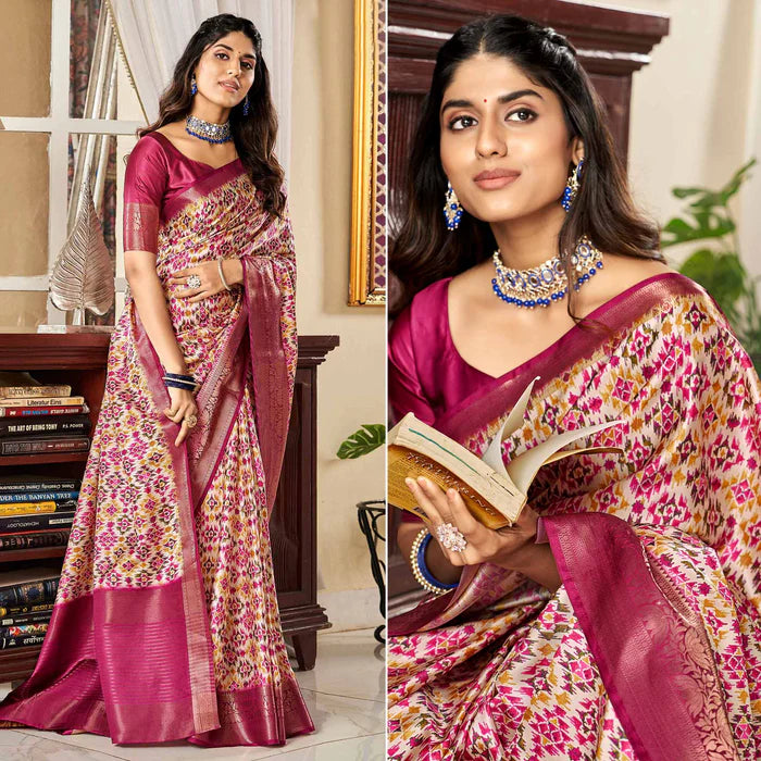 Blissful Rani Printed Satin Saree