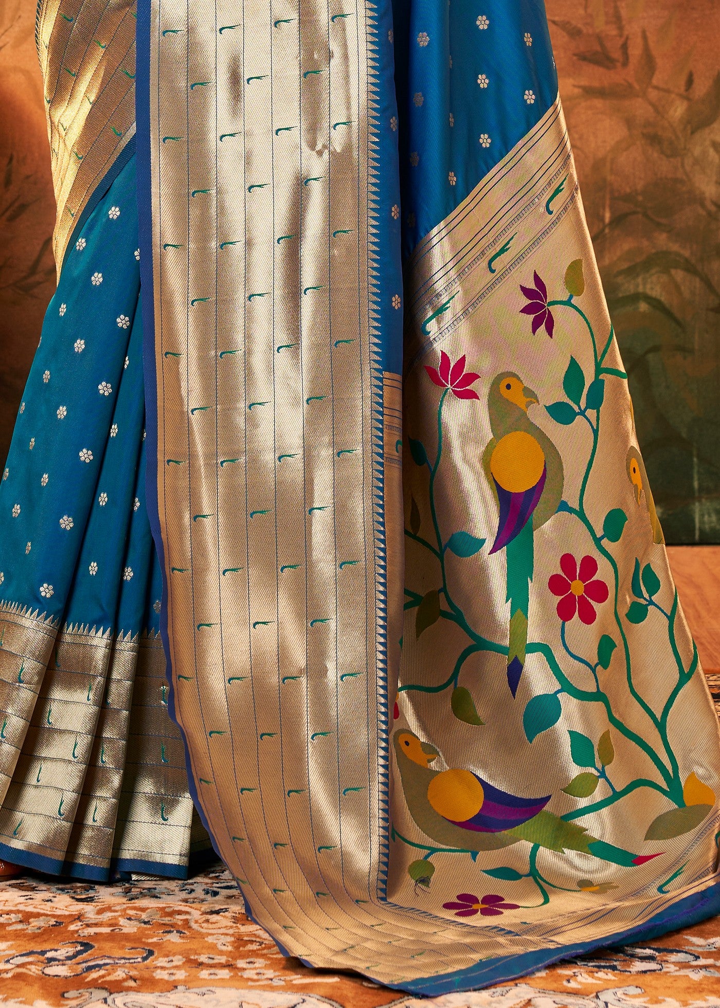 Azure Blue Paithani Silk Saree