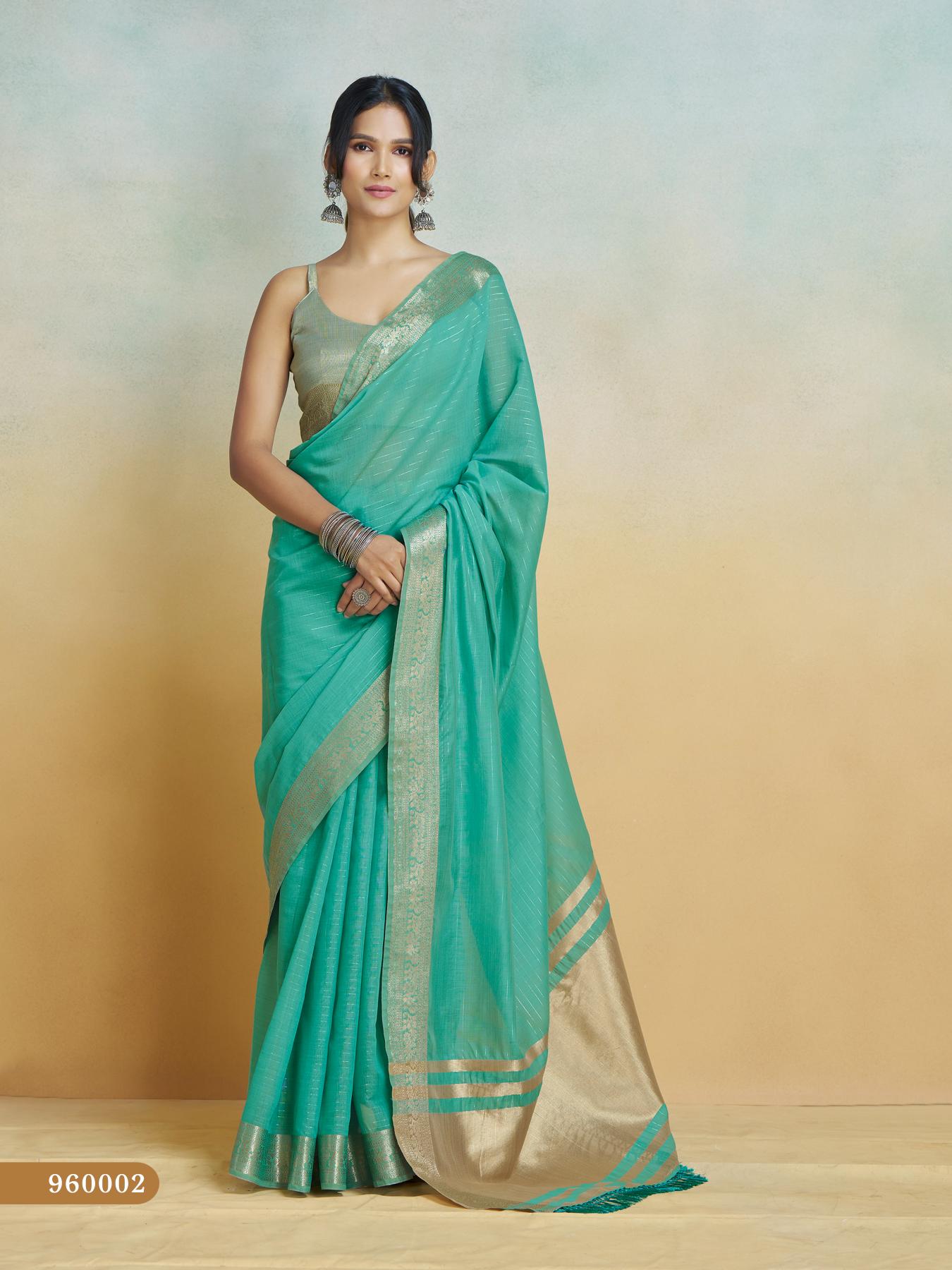 Rama Handloom Woven Linen Sot Silk Saree