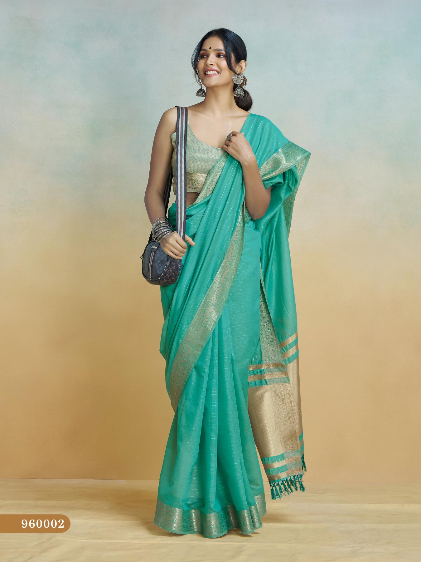 Rama Handloom Woven Linen Sot Silk Saree