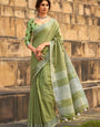 Khaki Casual Linen Saree RP2