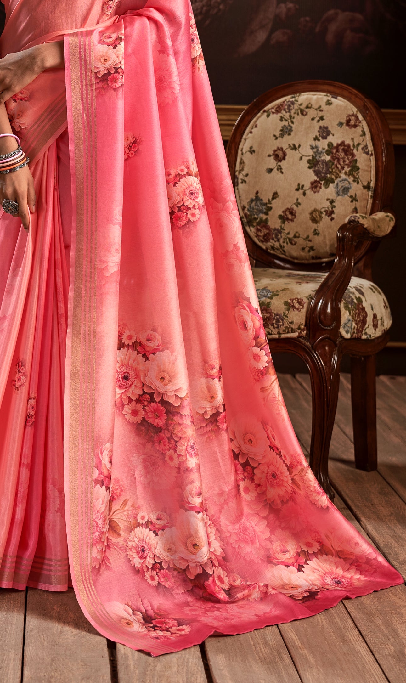 Pure Handloom Silk With Flowers Design Saree RP4