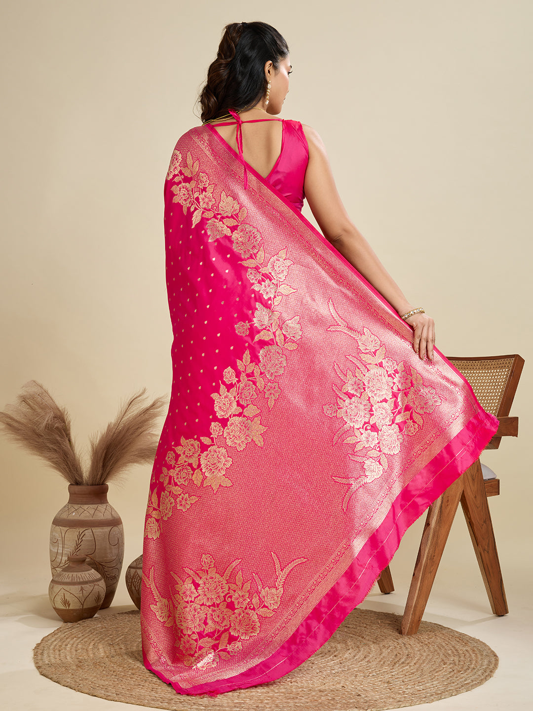 Magenta Pink Zari Woven Soft Kanjivaram Designer Silk Saree