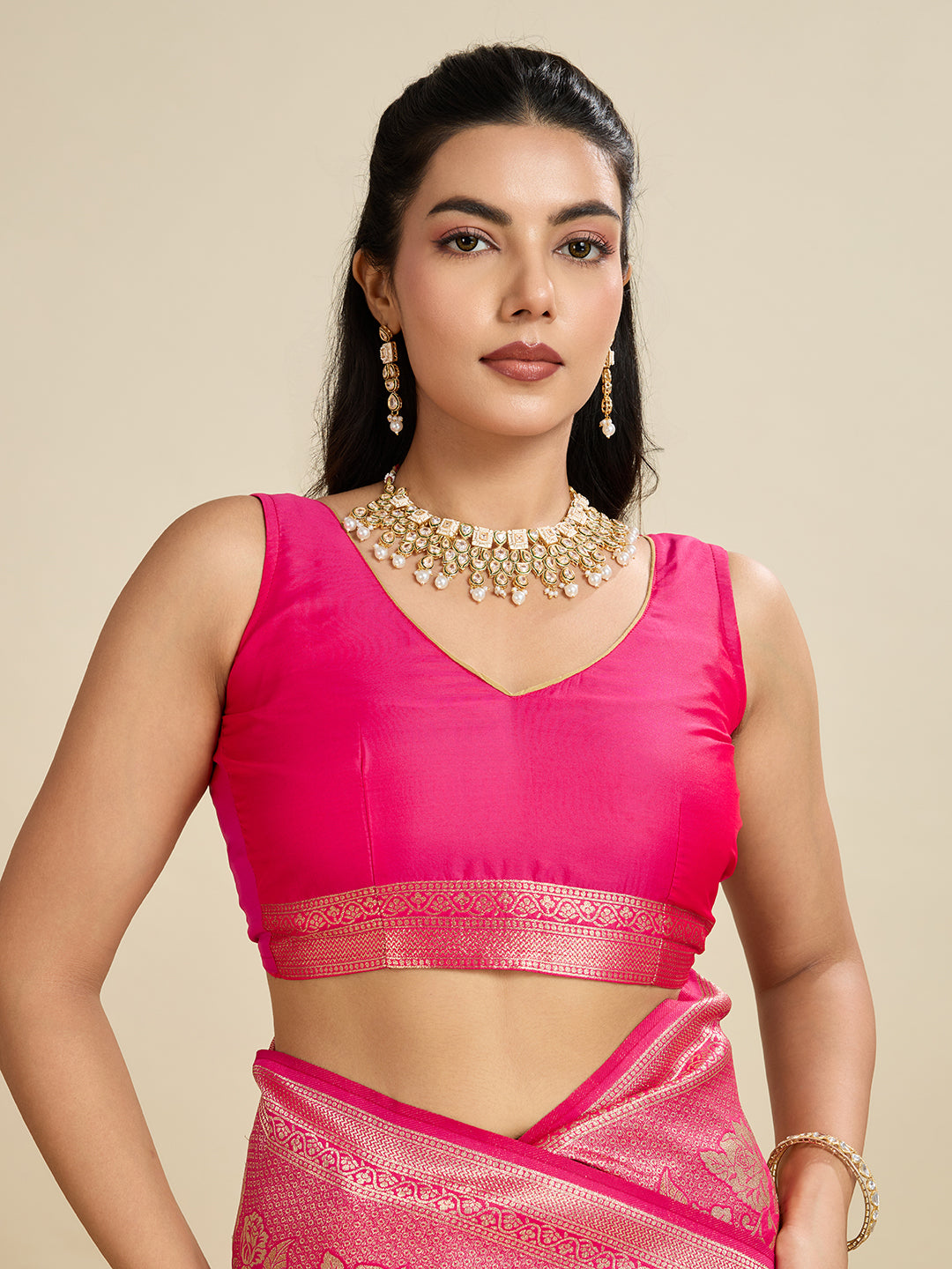 Magenta Pink Zari Woven Soft Kanjivaram Designer Silk Saree