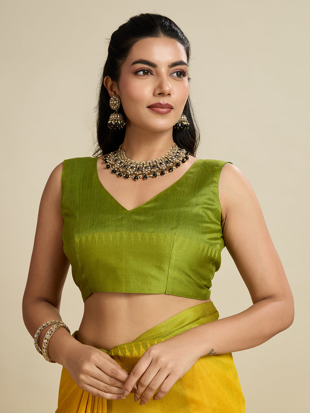 Citrine Yellow Soft Raw Silk Saree With Contrast Border