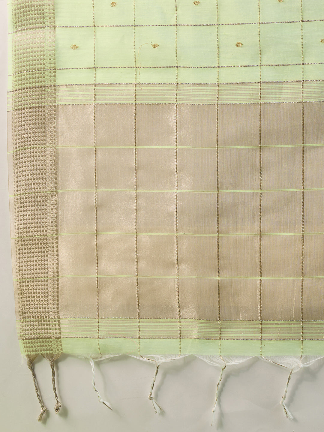 Pista Green Linen Tissue Silk Saree