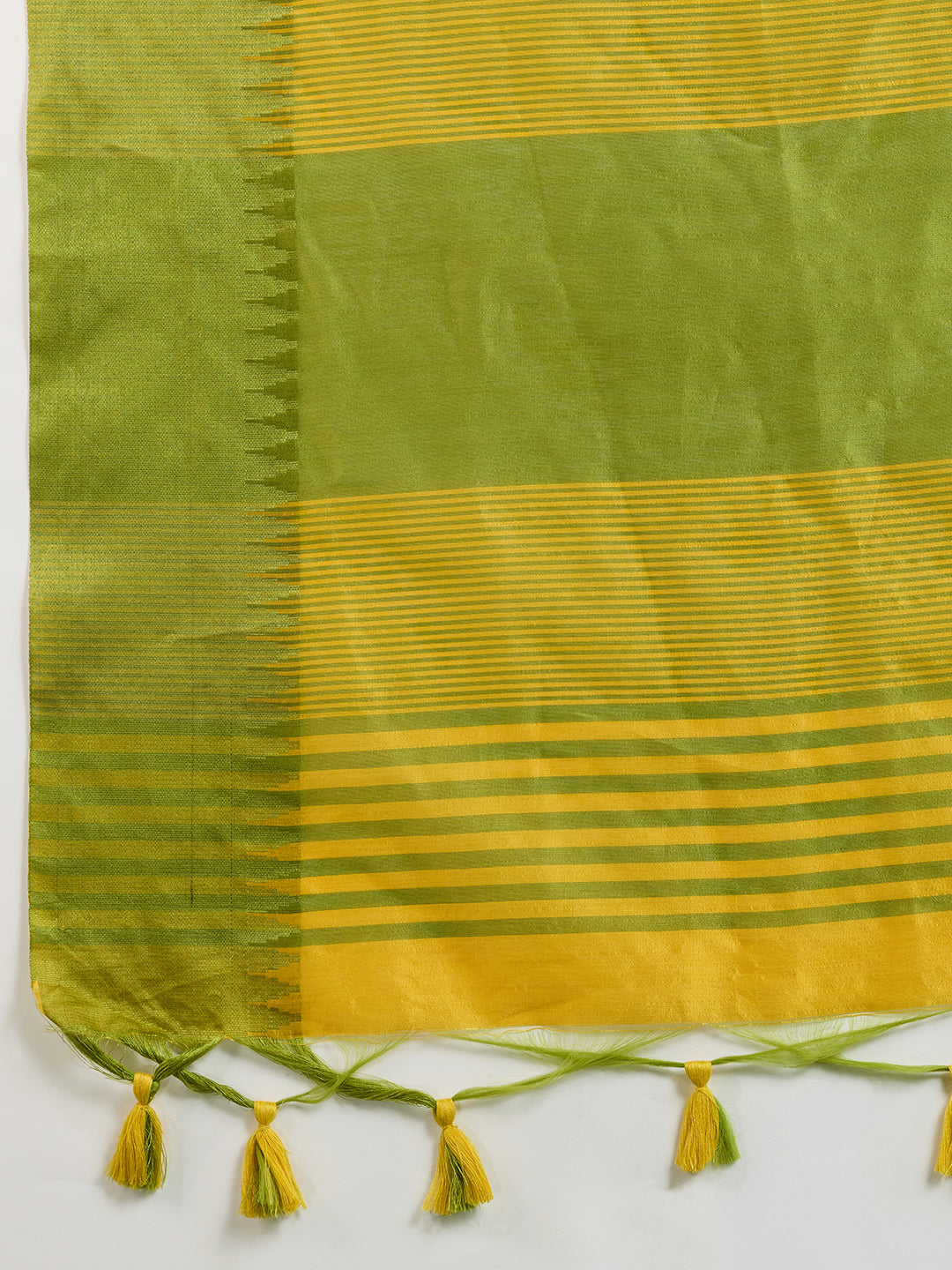 Citrine Yellow Soft Raw Silk Saree With Contrast Border