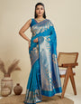 Star Blue Zari Woven Soft Kanjivaram Designer Silk Saree