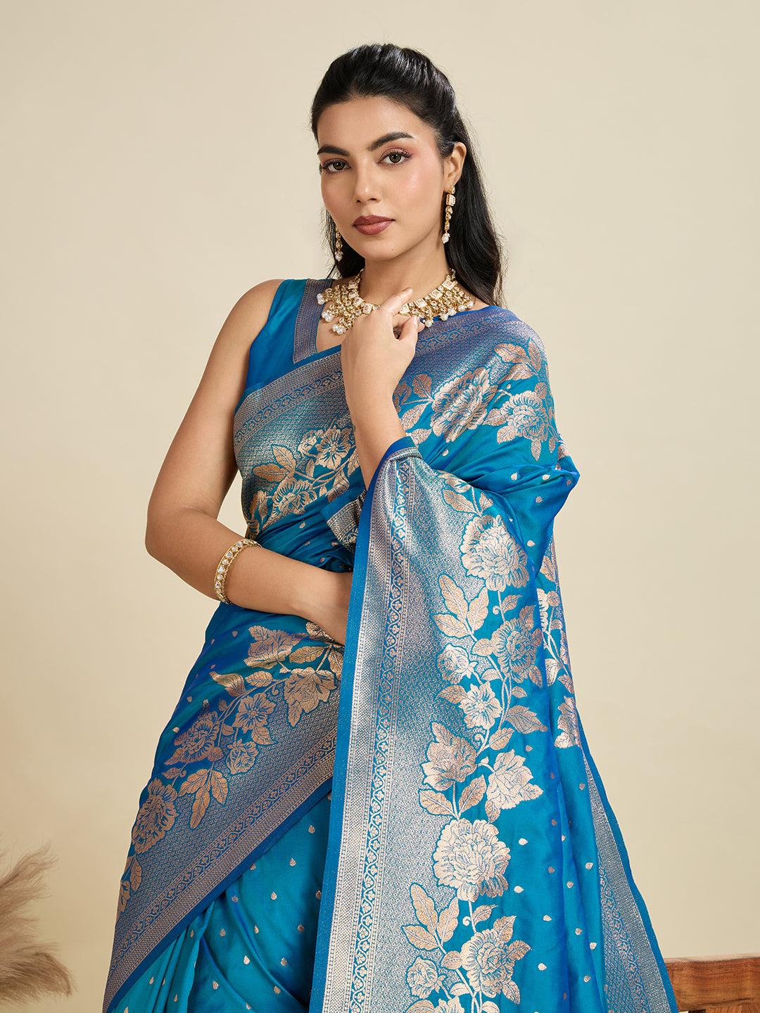 Star Blue Zari Woven Soft Kanjivaram Designer Silk Saree