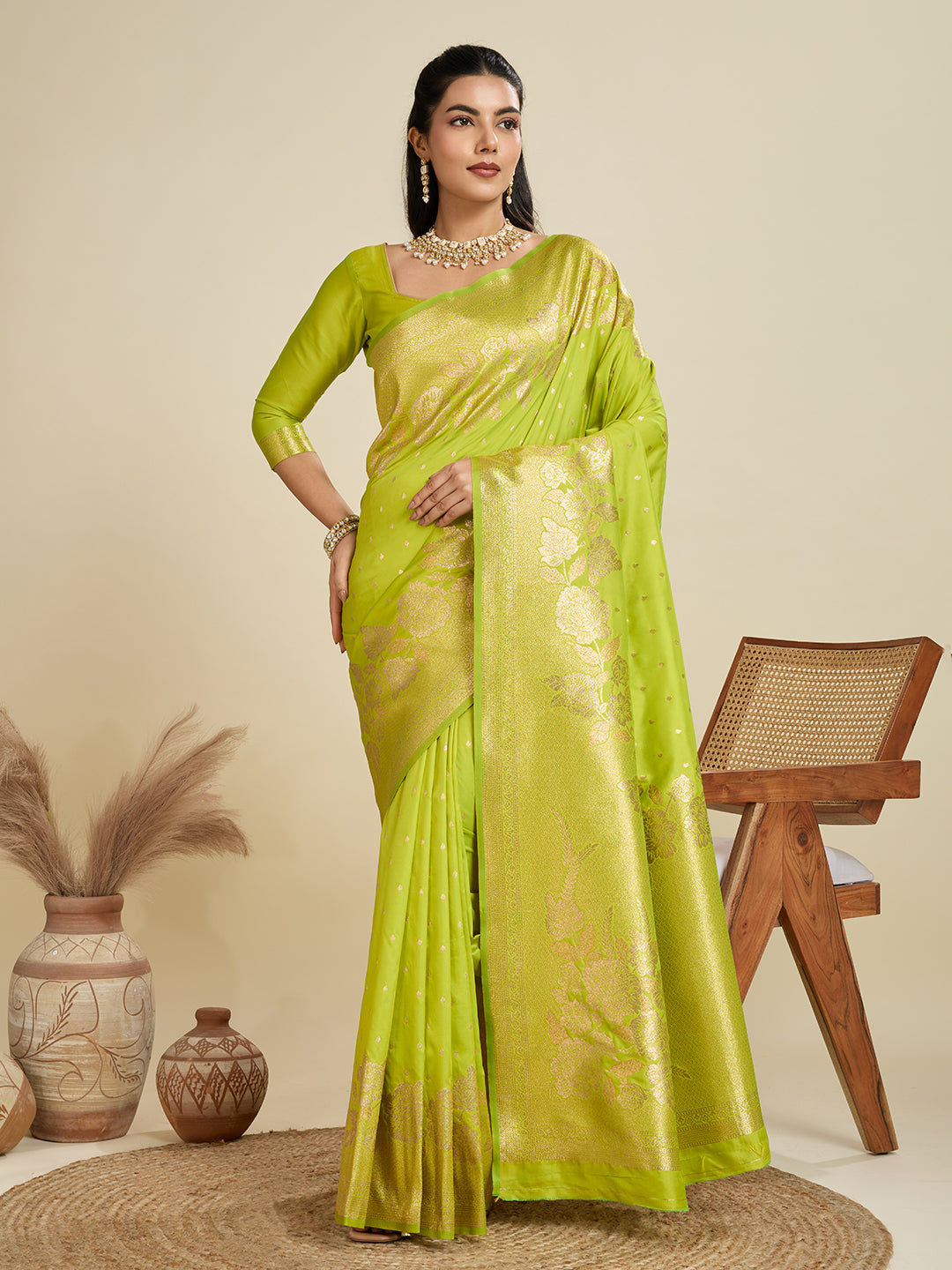 Radium Green Zari Woven Soft Kanjivaram Designer Silk Saree