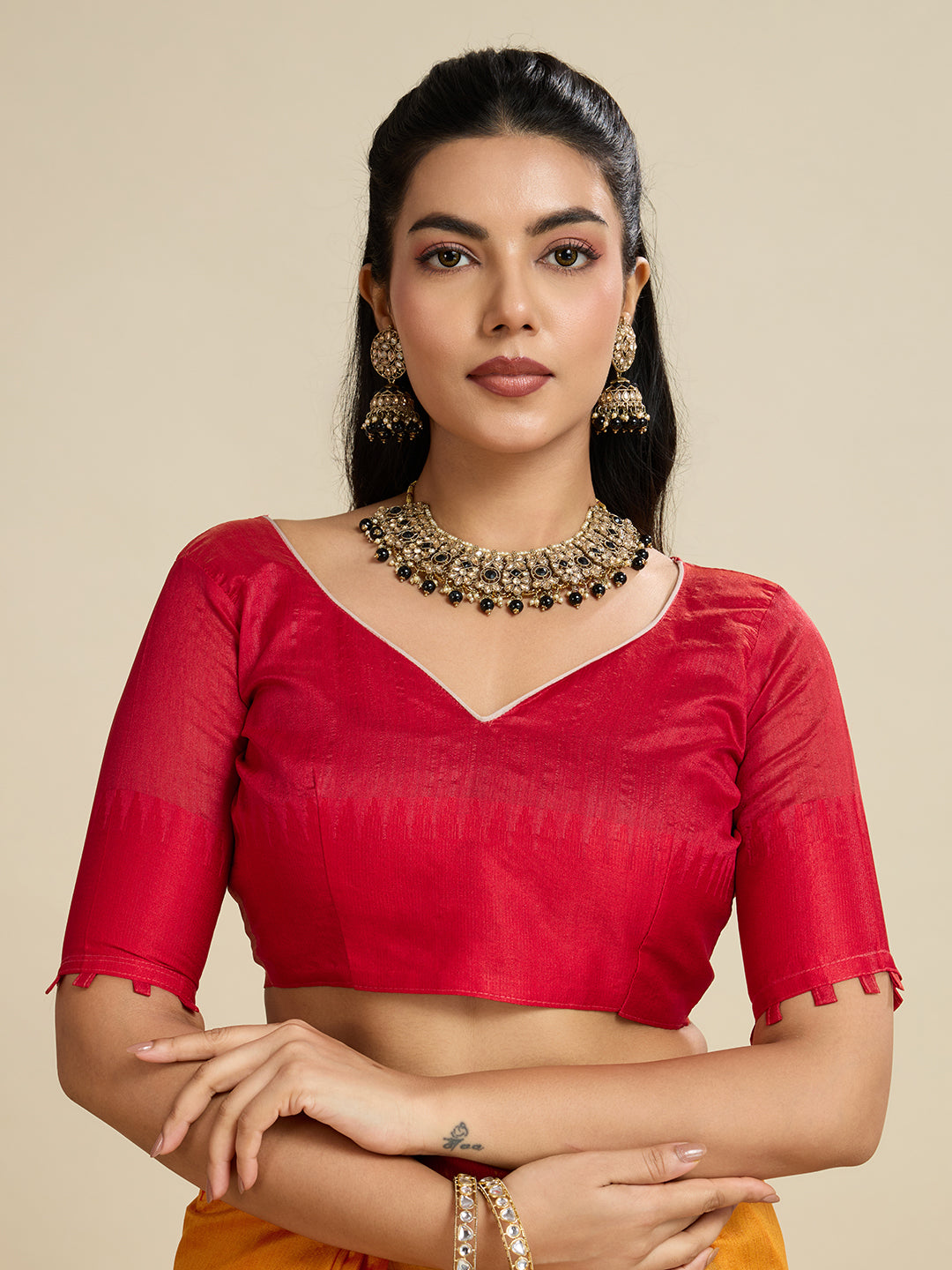 Princeton Orange Soft Raw Silk Saree With Contrast Border