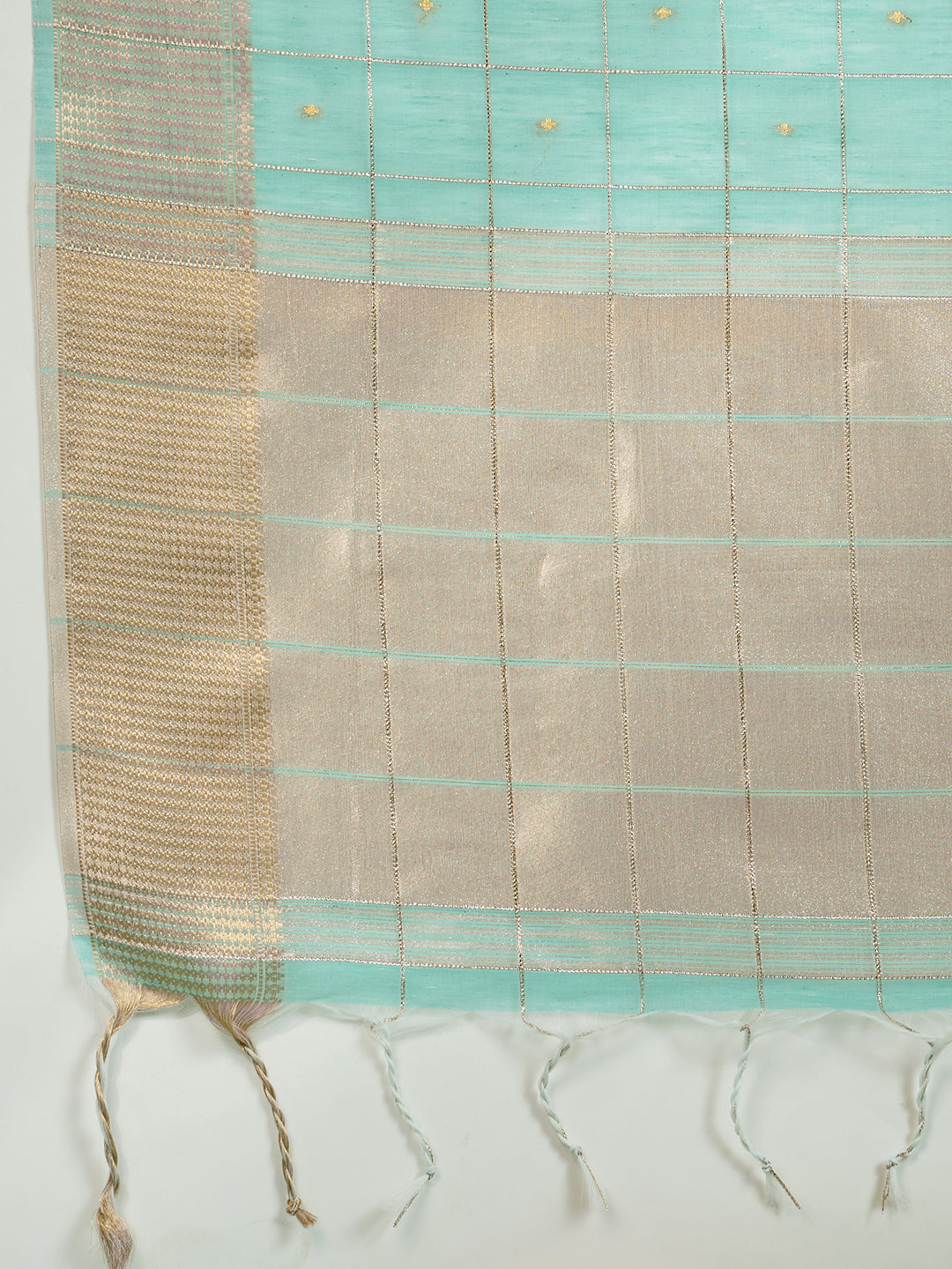 Moroccan Blue Linen Tissue Silk Saree