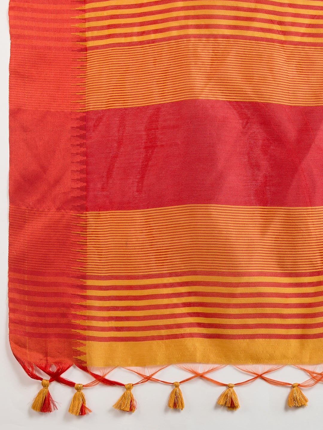 Princeton Orange Soft Raw Silk Saree With Contrast Border