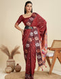 Ailurophile Maroon Paithani Silk Saree With Ethnic Blouse Piece