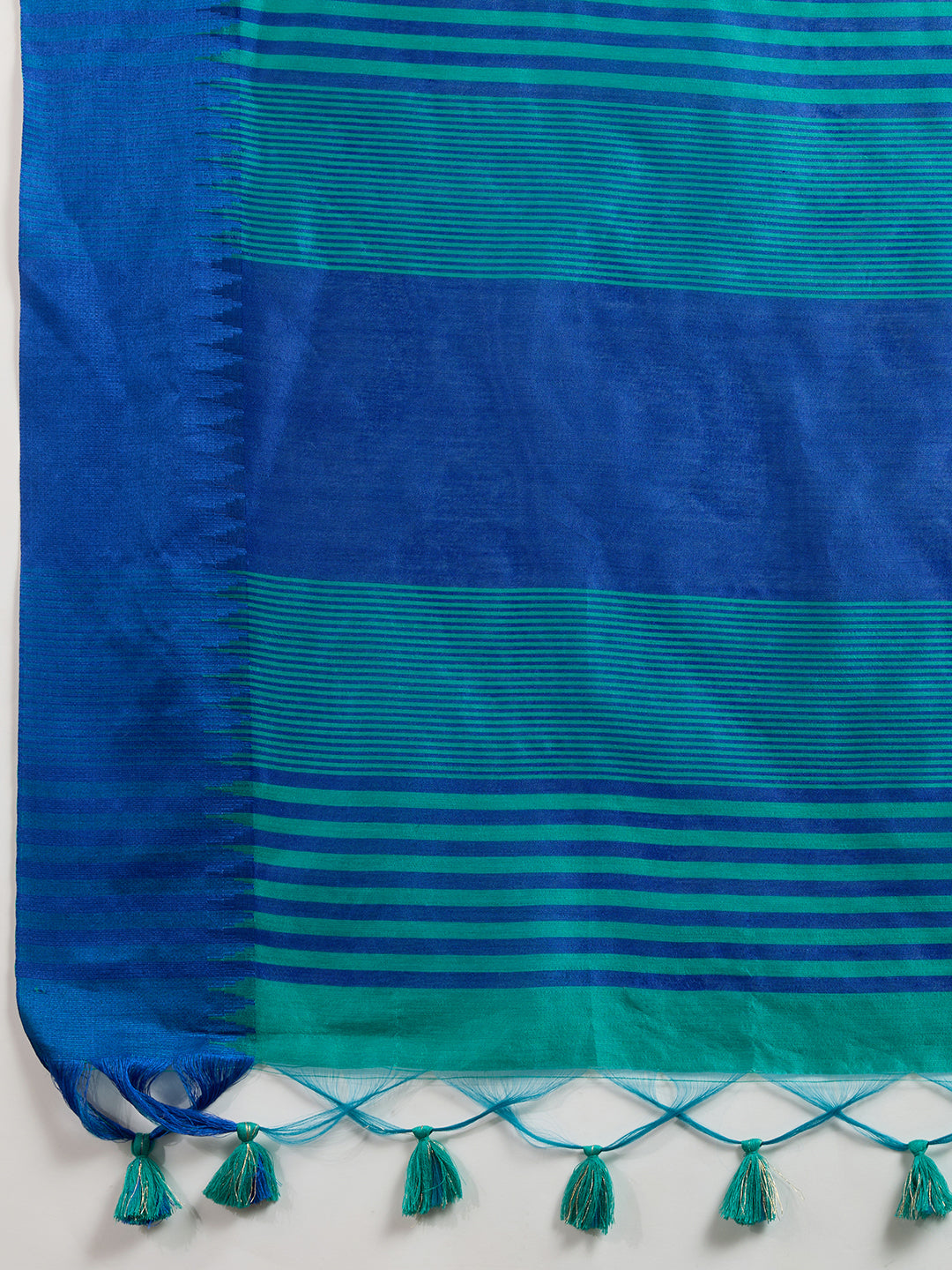 Lapis Blue Soft Raw Silk Saree With Contrast Border