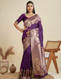 Mauveine Purple Zari Woven Soft Kanjivaram Designer Silk Saree