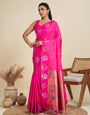 Magenta Pink Paithani Silk Saree With Ethnic Blouse Piece