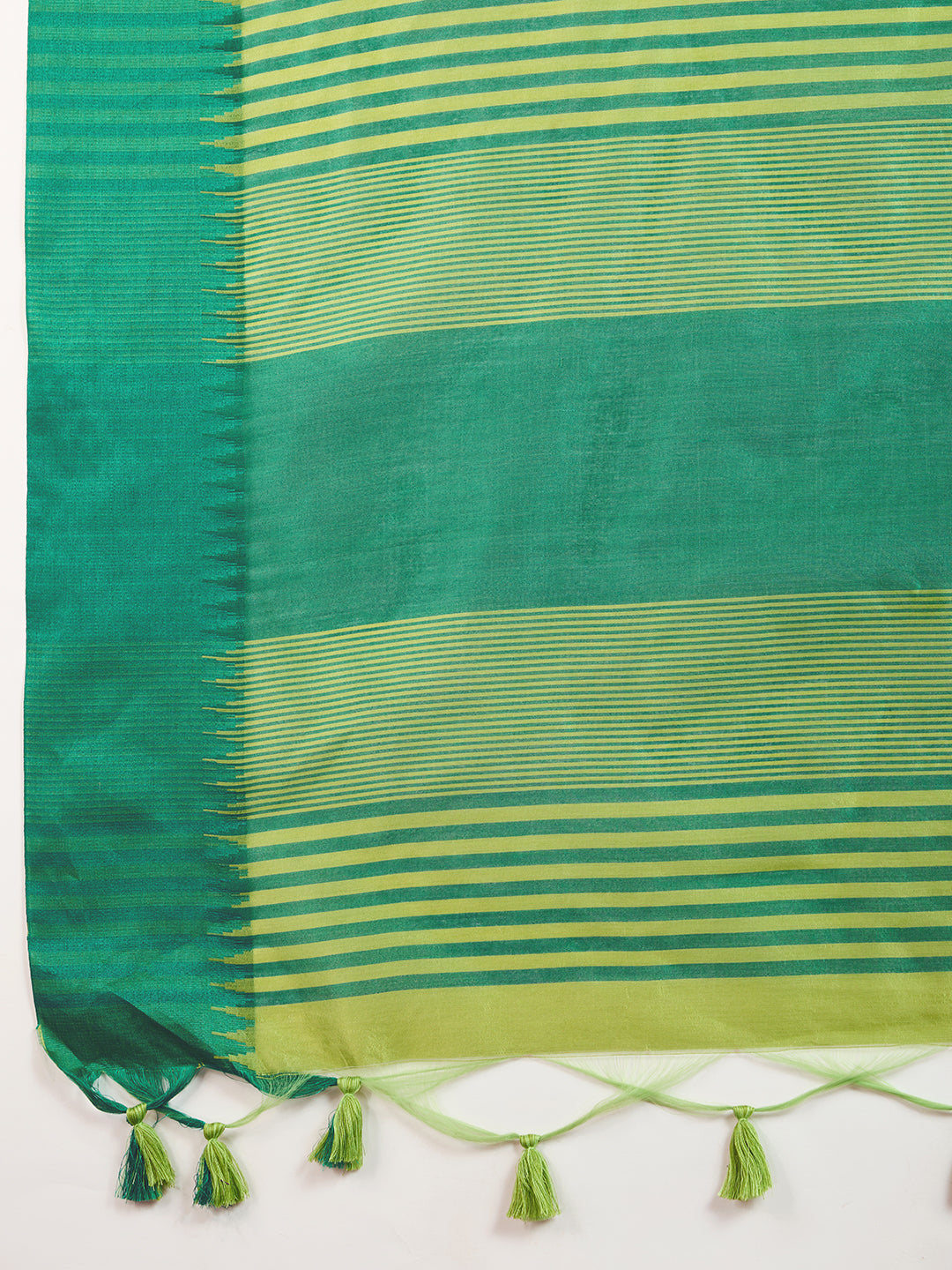 Moss Green Soft Raw Silk Saree With Contrast Border