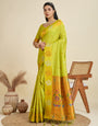 Opulent Parrot Paithani Silk Saree With Ethnic Blouse Piece