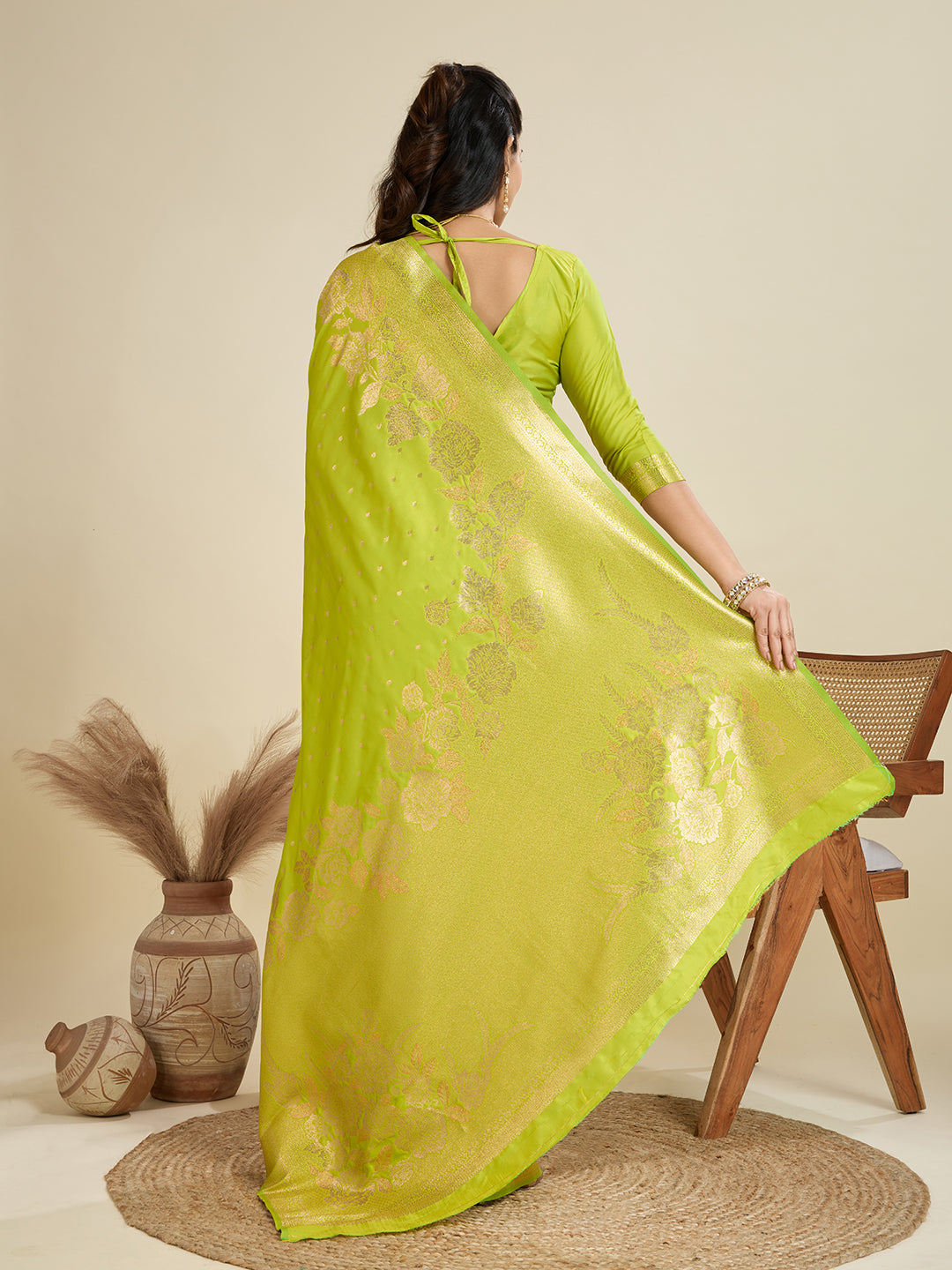 Radium Green Zari Woven Soft Kanjivaram Designer Silk Saree