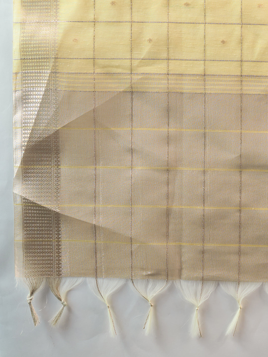 Daffodil Yellow Linen Tissue Silk Saree