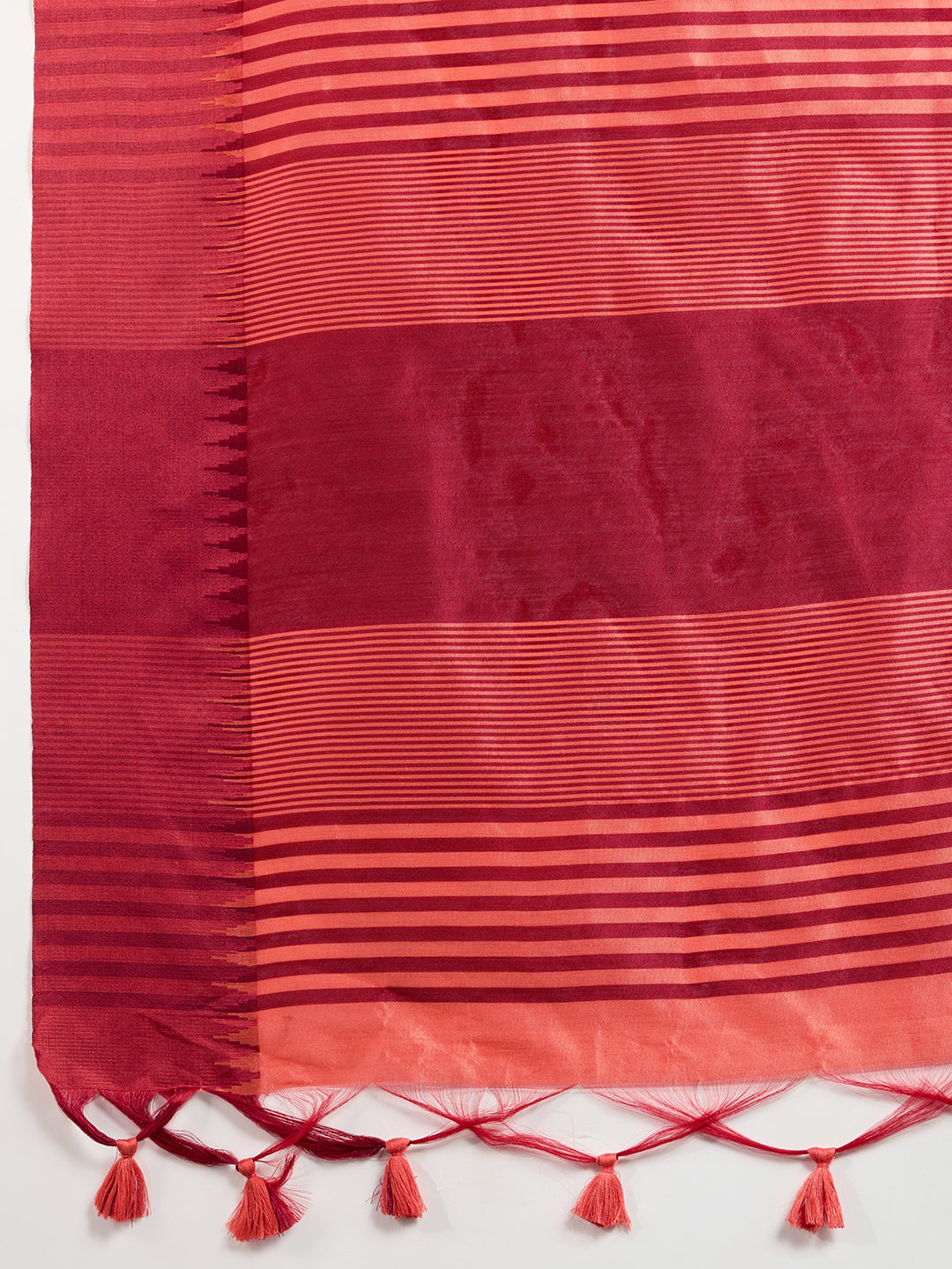 Pastel Peach Soft Raw Silk Saree With Contrast Border