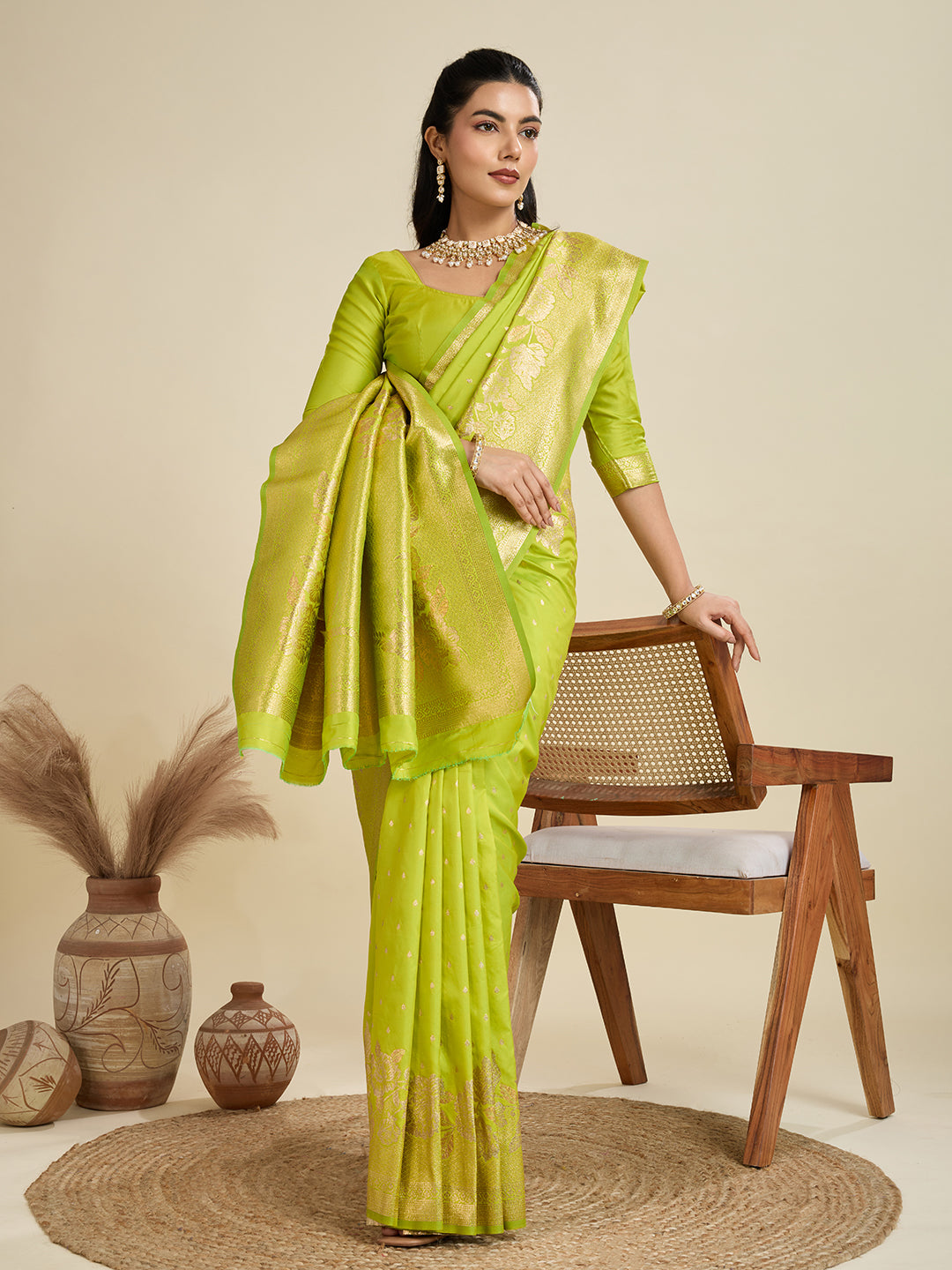 Radium Green Zari Woven Soft Kanjivaram Designer Silk Saree