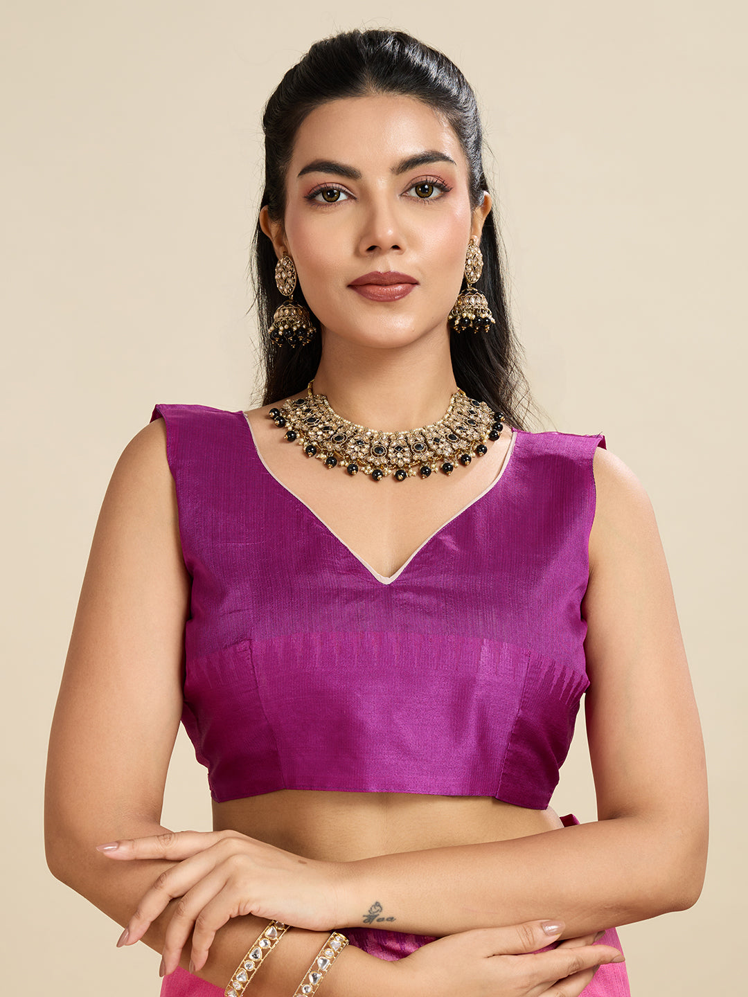 Punch Pink Soft Raw Silk Saree With Contrast Border