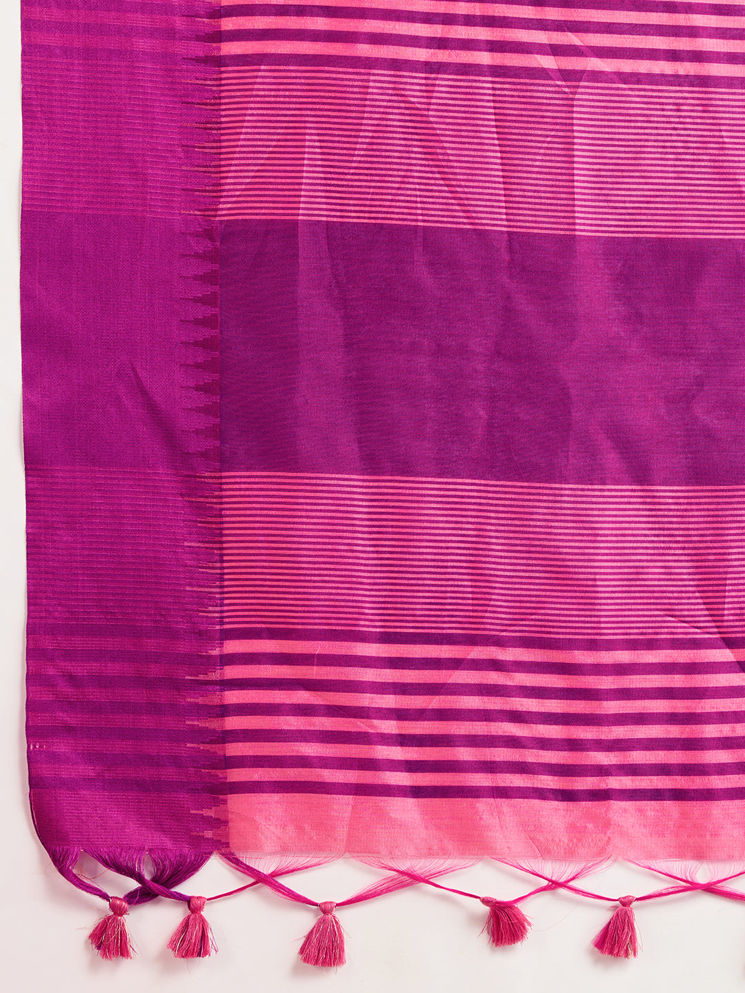 Punch Pink Soft Raw Silk Saree With Contrast Border