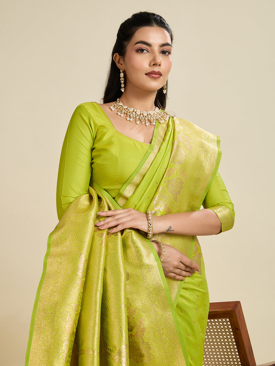 Radium Green Zari Woven Soft Kanjivaram Designer Silk Saree