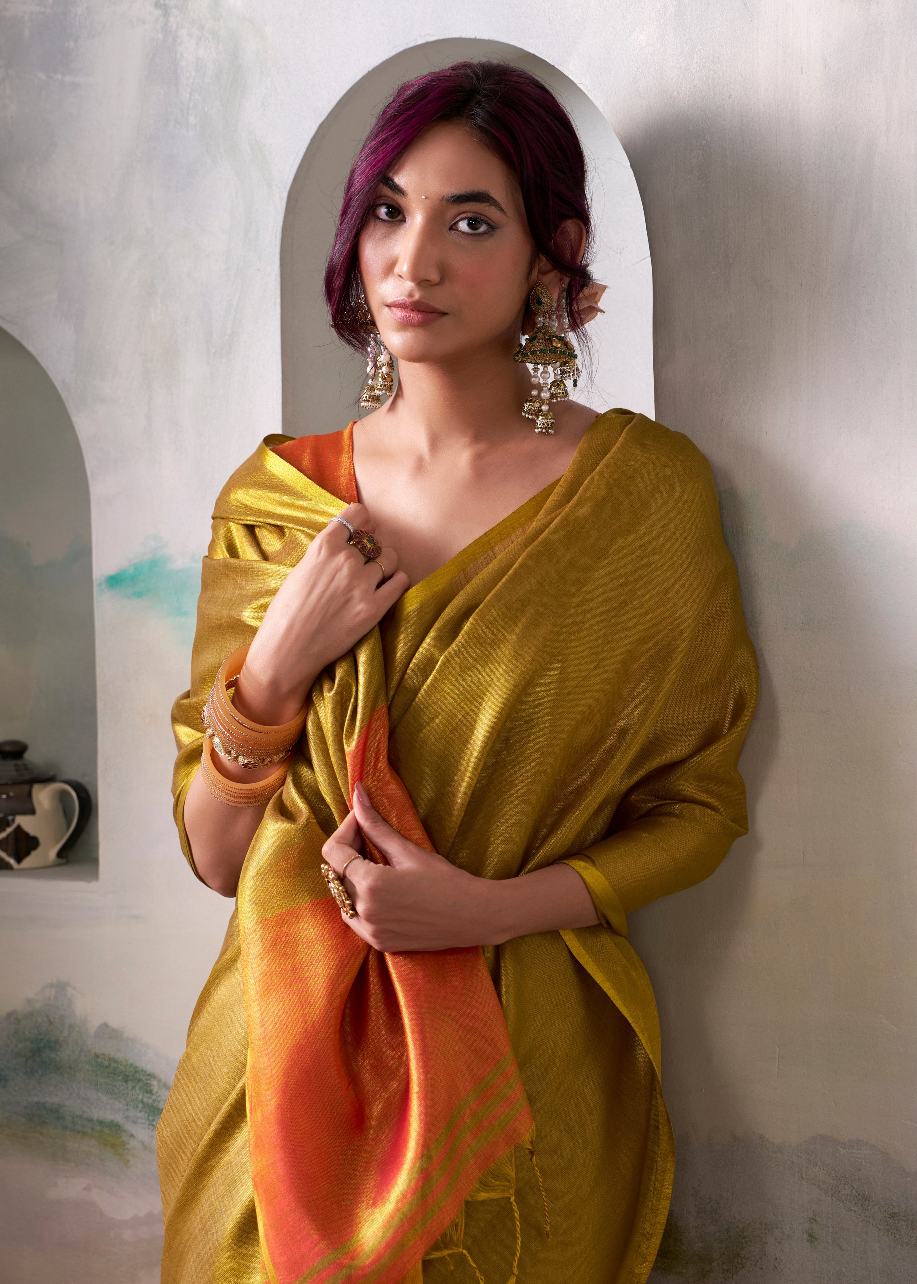 Luxury Gold Woven Tissue Soft Silk Saree