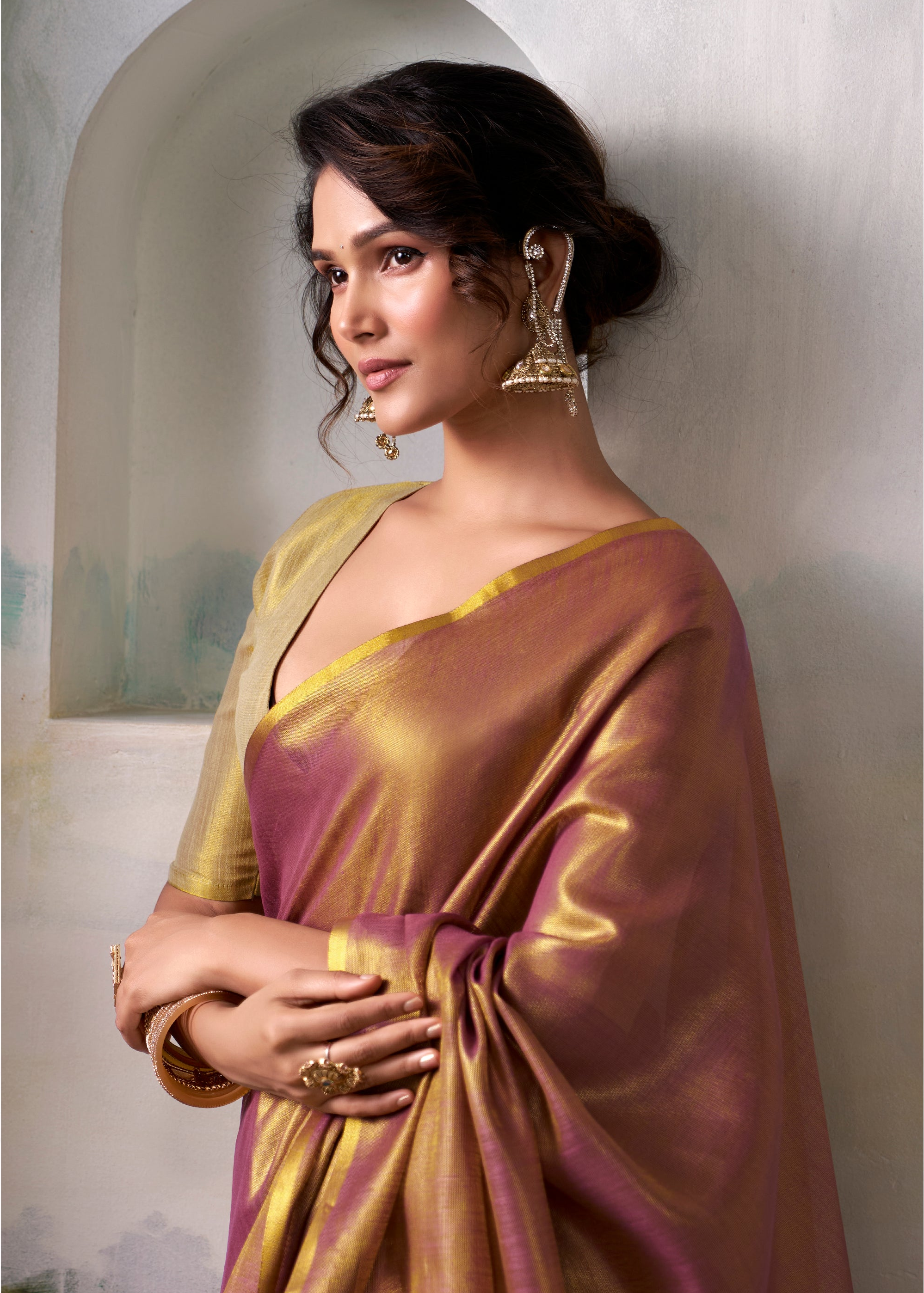 Pharlap Purple Woven Tissue Soft Silk Saree