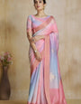 Curated Pink Digital Printed Silk Saree