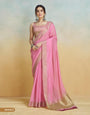 Blossom Pink Handloom Woven Linen Sot Silk Saree