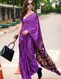 Purple Fancy Printed Satin Modal Silk Sarees R2