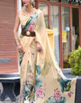 Cream Pure Georgette Floral Printed Trending Saree