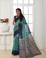 Arctic Blue Handloom Tussar Soft Silk Saree With Blouse