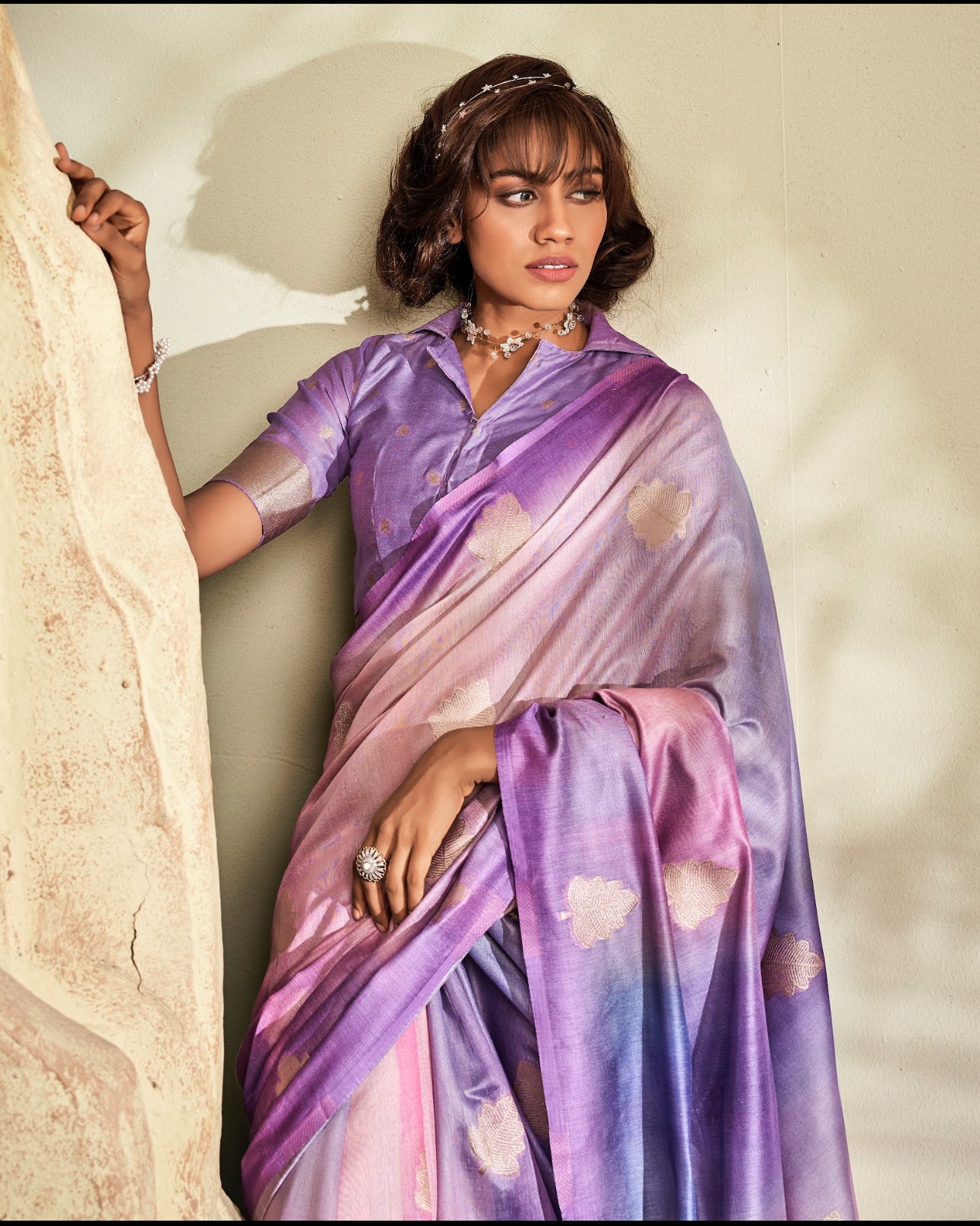 Lavender Purple Shade Color Handloom Khadi Silk Saree RP3