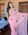 Rare 1-Minute Ready To Wear Pink Georgette Saree