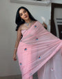 Stunning 1-Minute Ready To Wear Pink Georgette Saree